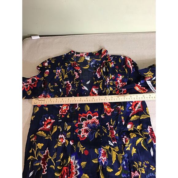 Old Navy Women Floral Long Sleeve Peasant Dress Sz. Small Blue NWT Boho Casual - Picture 6 of 11